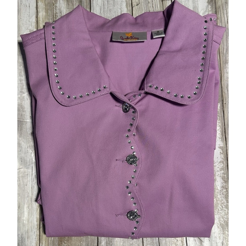 Quacker Factory Purple Rhinestone Jeweled Scalloped Edge‎ Jacket Size Medium